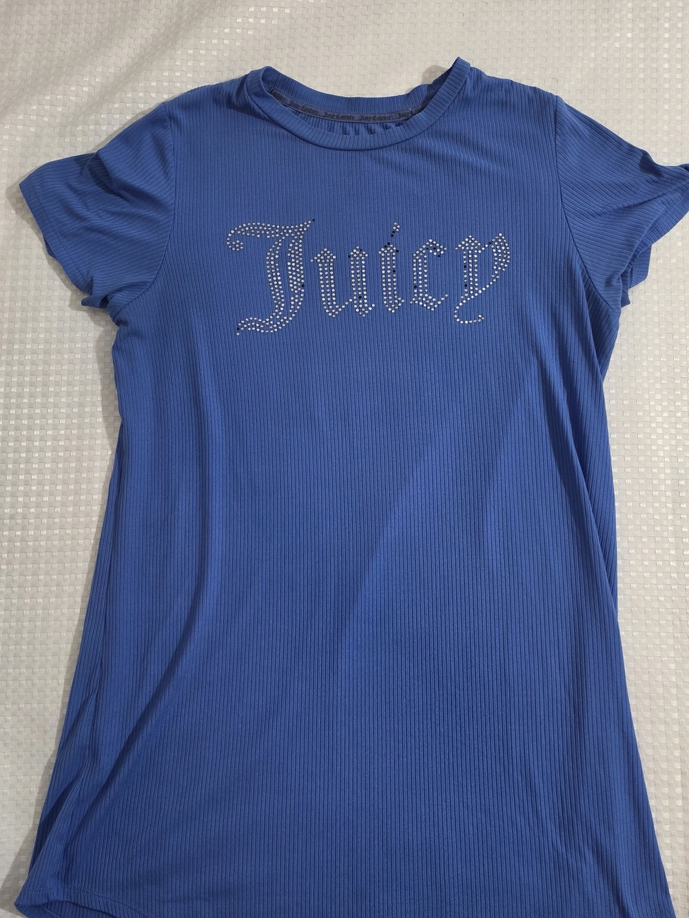 Juicy Couture Blue Ribbed Rhinestone Sleep Shirt Nightgown - Size M